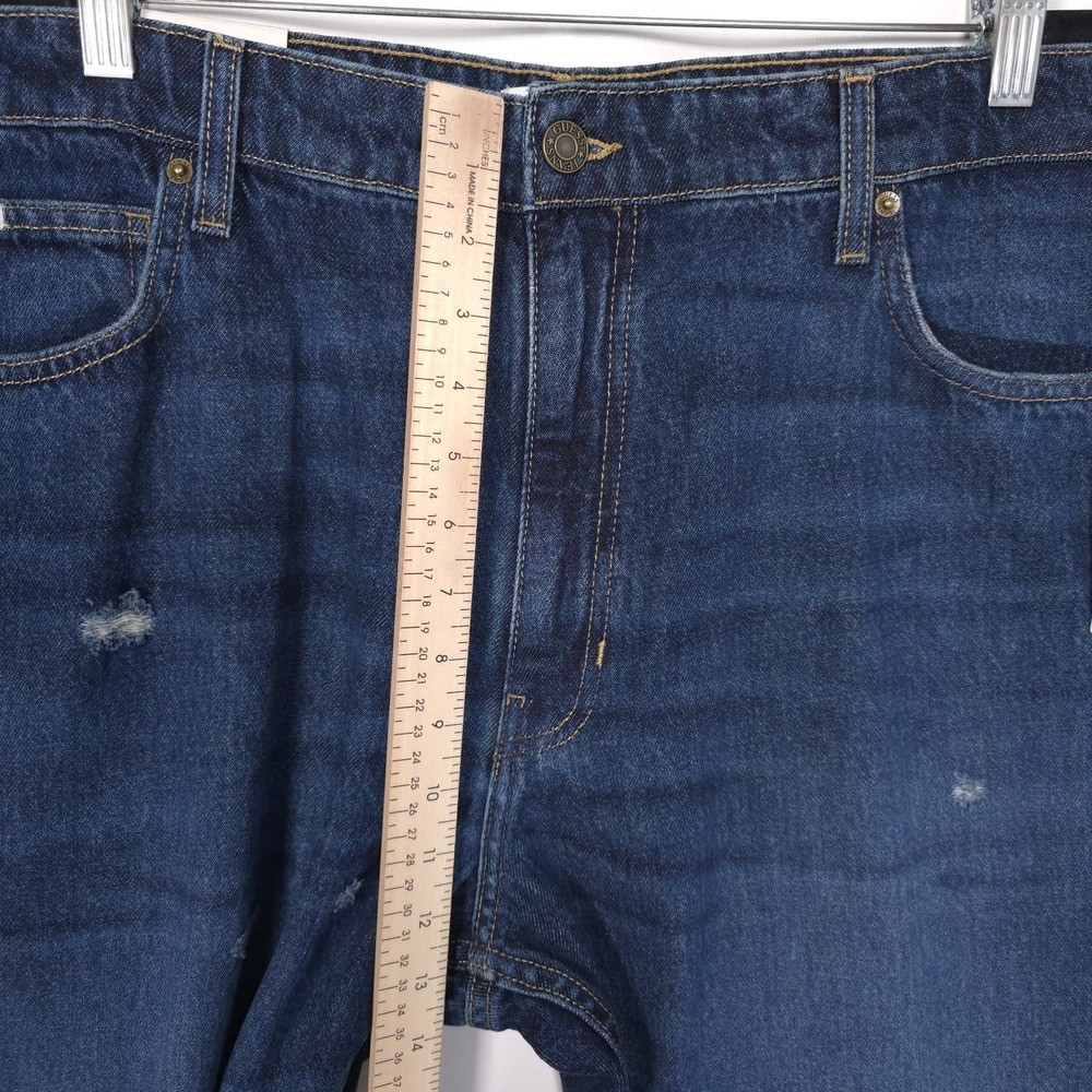 GUESS Men's New Jeans 38x32 G16 Straight GJ AGED Distressed Dark Wash M5YA1B - Picture 6 of 16